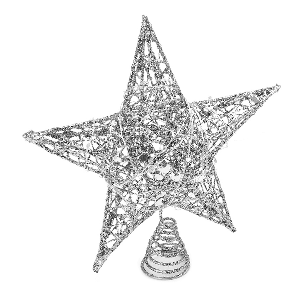 Living and Home Silver Star Christmas Tree Topper 20cm Image 3
