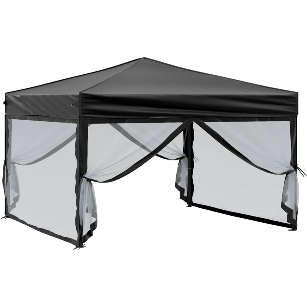 vidaXL 3 x 3m Black Foldable Party Tent with Sidewalls Image 3