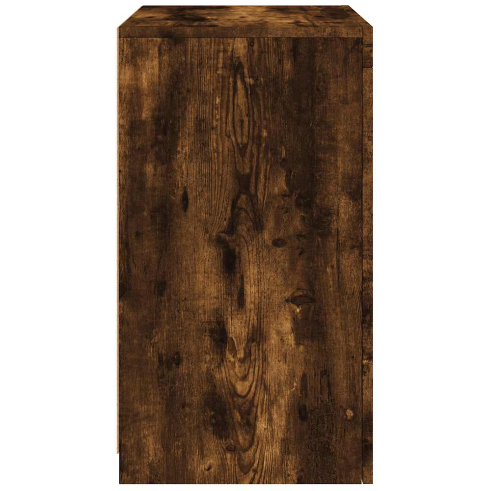 vidaXL Single Door 2 Shelf Smoked Oak Side Cabinet with LED Lights Image 8
