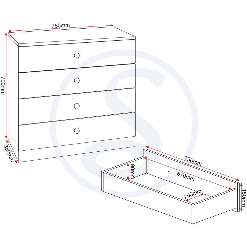 Seconique Denver 3 Door Wardrobe White Gloss Bedroom Furniture Set Image 7