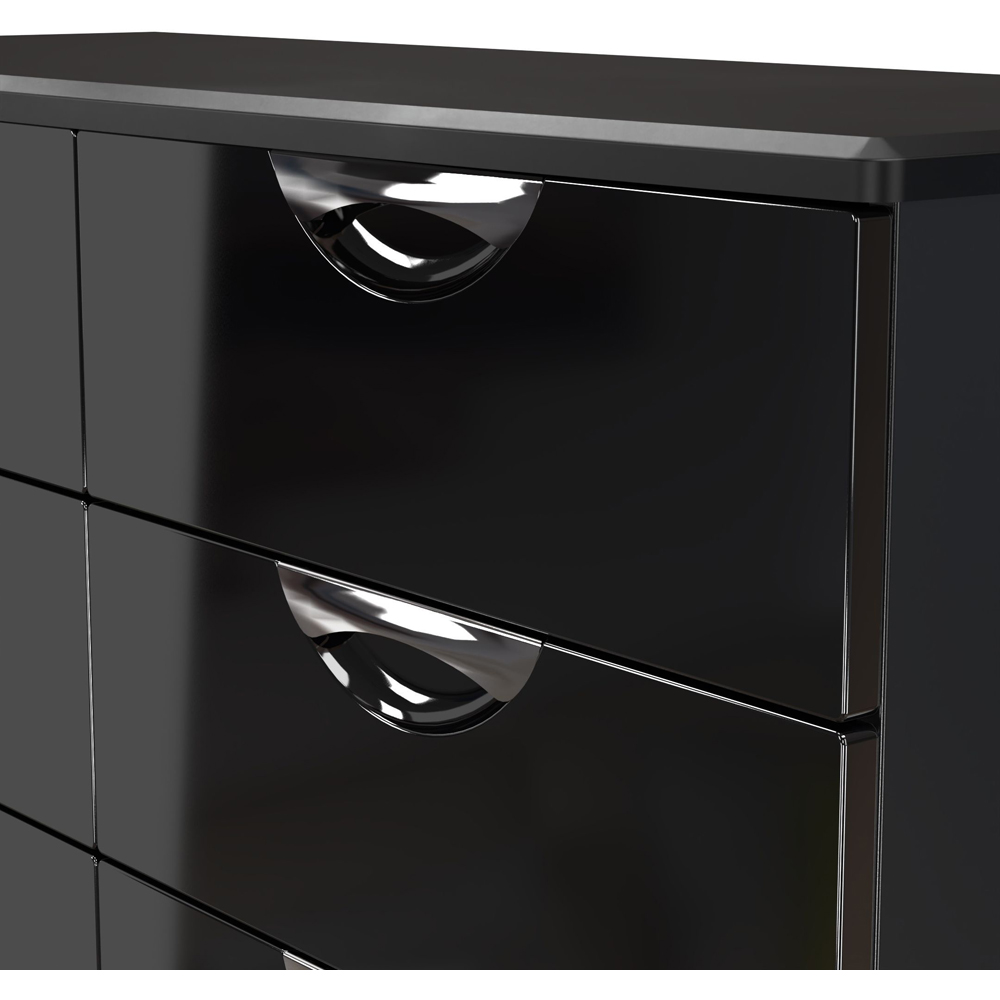 Crowndale Camden 6 Drawer Black Gloss and Black Wide Chest of Drawers Ready Assembled Image 5