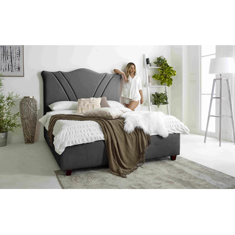 Eleganza Amaya Double Steel Arlington Fabric Bed Frame with Curved Headboard Image 4