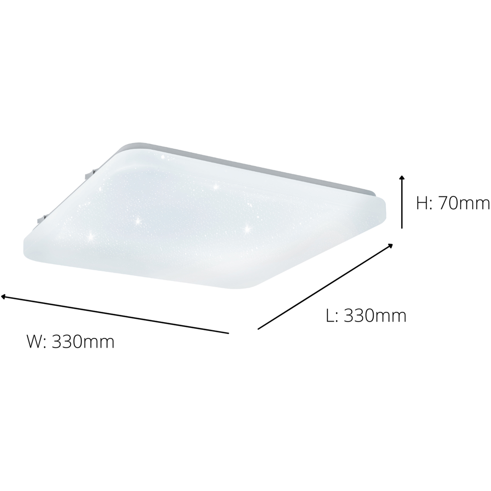 EGLO Frania-S Metal and Plastic Square White Crystal Effect Integrated LED Flush Light Image 4