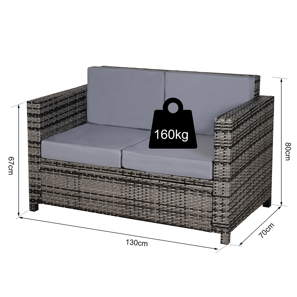 Outsunny 2 Seater Grey Rattan Sofa Image 7