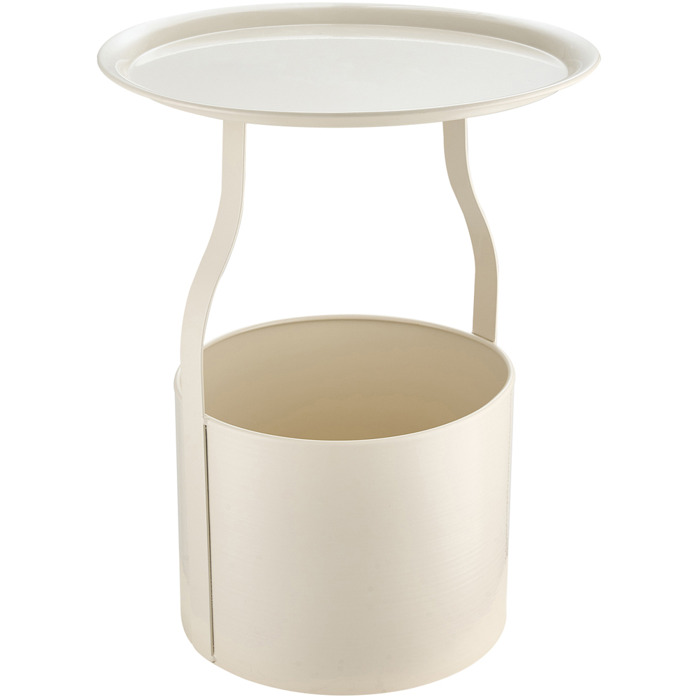 Living and Home Beige Round Tray Top Storage Side Table Image 2
