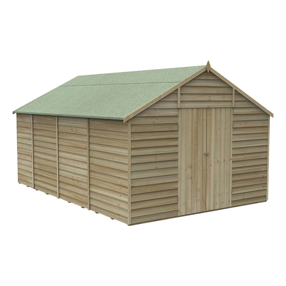 Forest Garden 10 x 15ft Double Door Pressure Treated Overlap Apex Shed Image 1