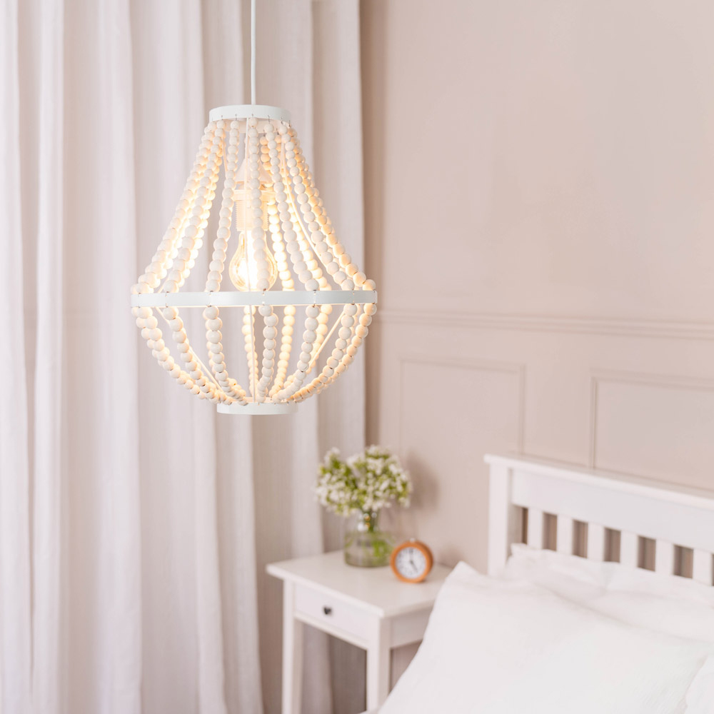 ValueLights Elodie Natural Beaded Easy Fit Chandelier Light Lamp Shade Image 3
