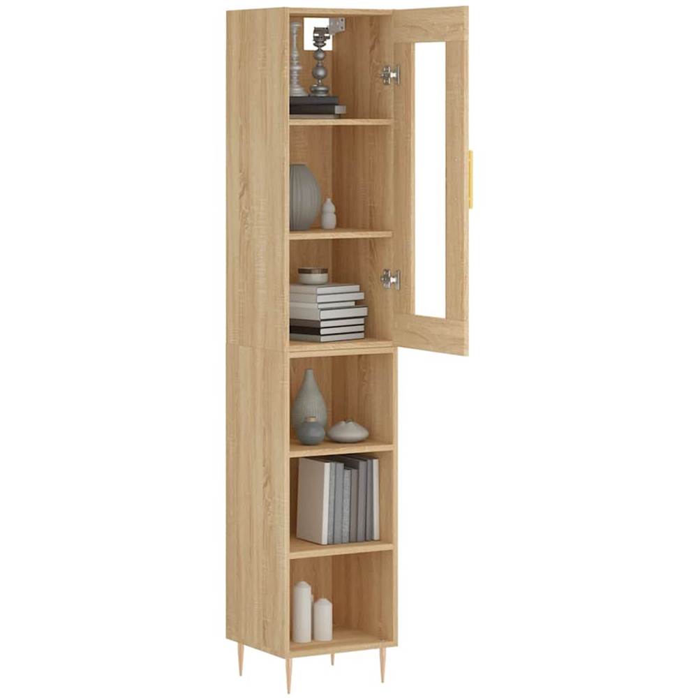 vidaXL Single Glass Door 3 Shelf Sonoma Oak Highboard Image 3
