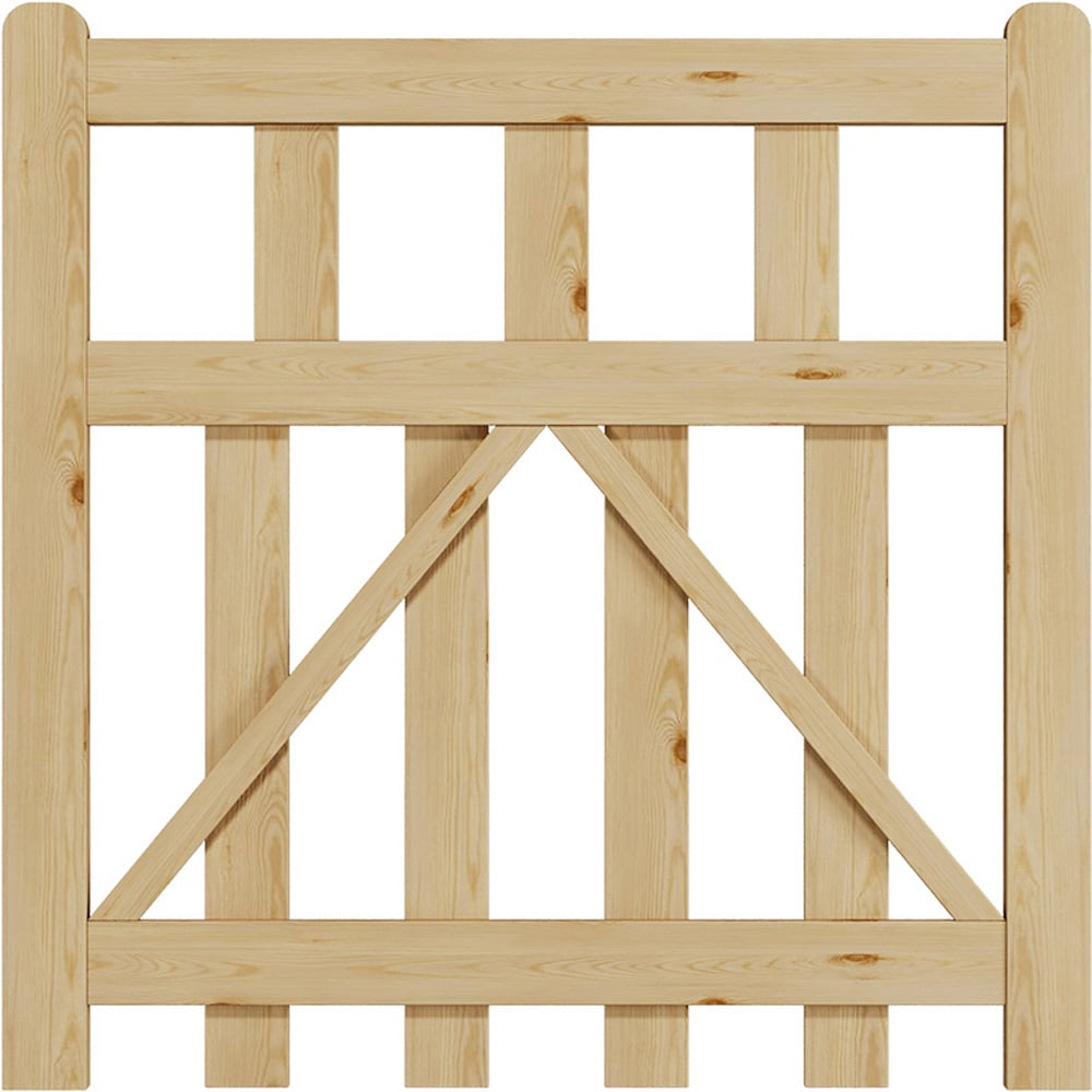 Outdoor Triangular Support Wooden Nature Garden Fence Door, 90 x 90 x 2.5cm Image 1
