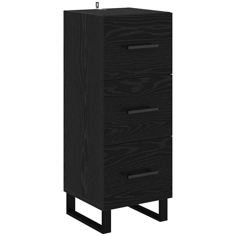 vidaXL Single Door 3 Drawer Black Oak Sideboard Image 8