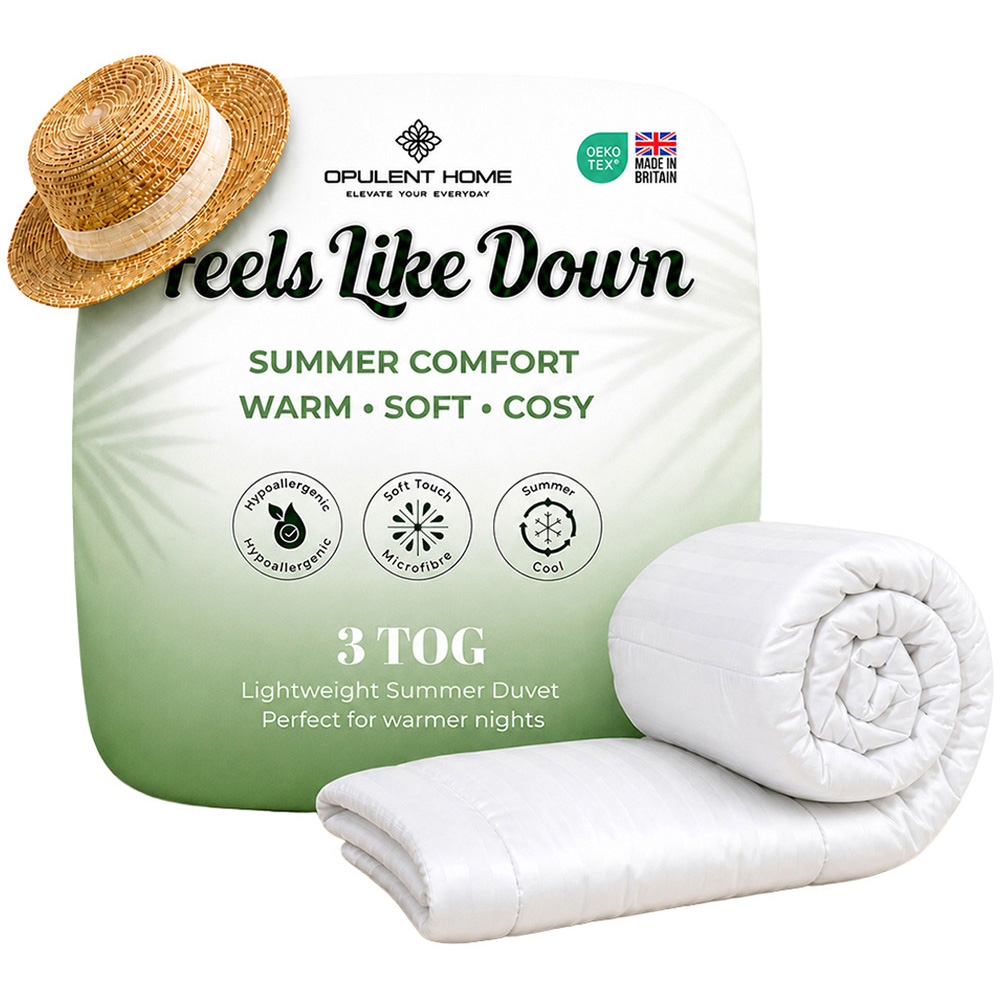 Opulent Home Super King Size White Summer Hollowfibre Duvet 3 Tog Image 1