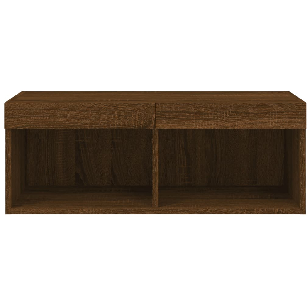 vidaXL 2 Shelf Brown Oak Wall Mounted LED TV Cabinet Image 8