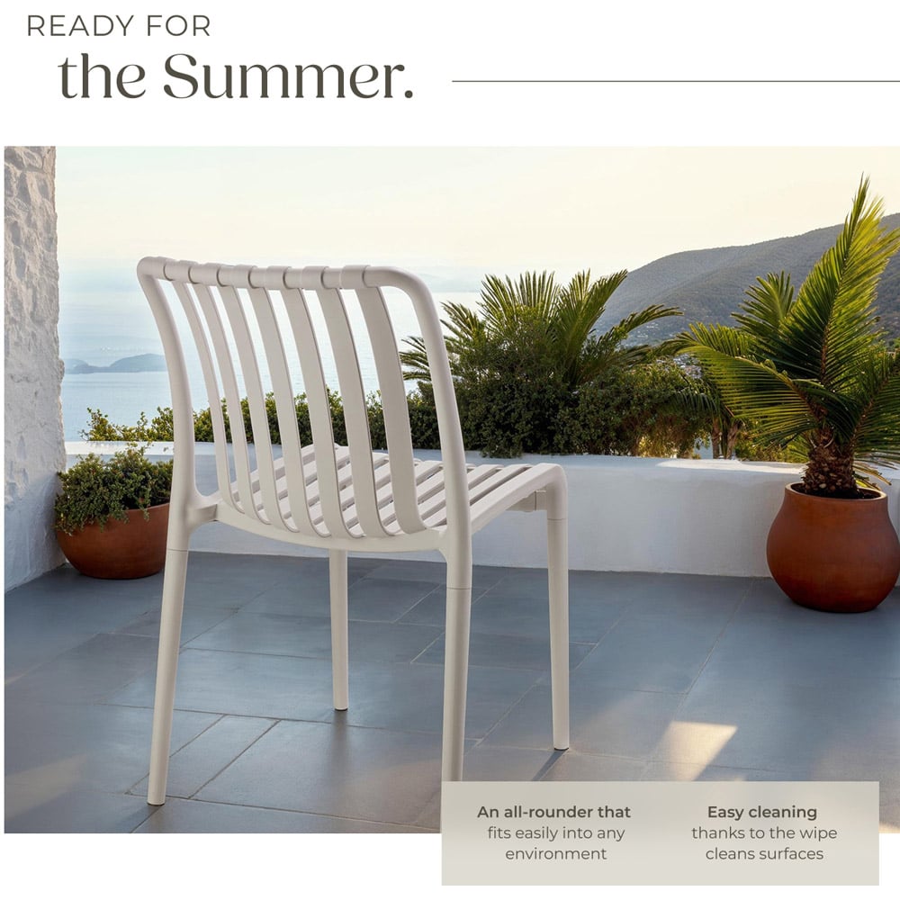 tectake Alcudia Set of 4 Taupe Stackable Garden Chair Image 4
