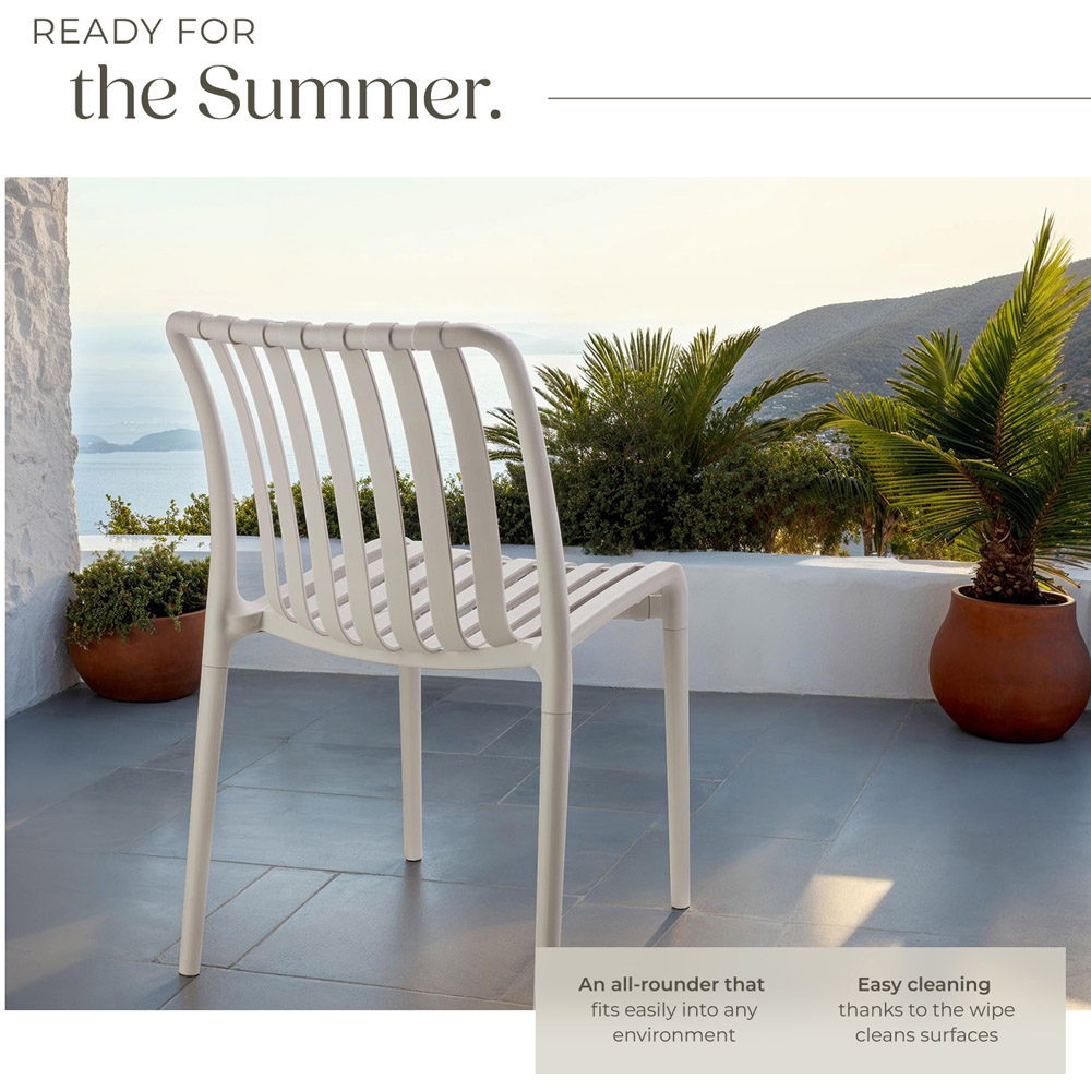 tectake Alcudia Set of 6 Taupe Stackable Garden Chair Image 4