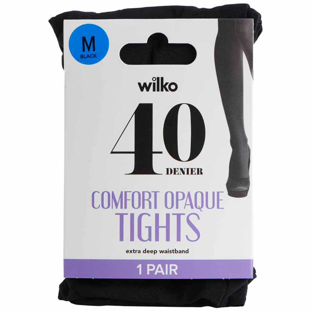 Wilko Black Waitband Tights 40 Den M/L Image 3