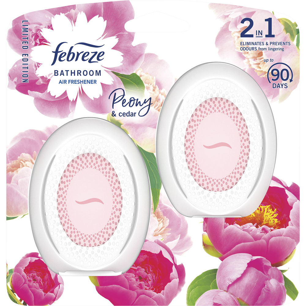 Febreze Bathroom Peony and Cedar Air Freshener Twin Pack 15ml Image 1