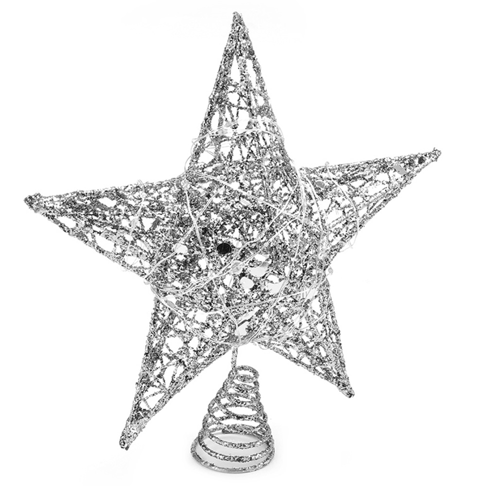 Living and Home Silver Star Christmas Tree Topper 25cm Image 3
