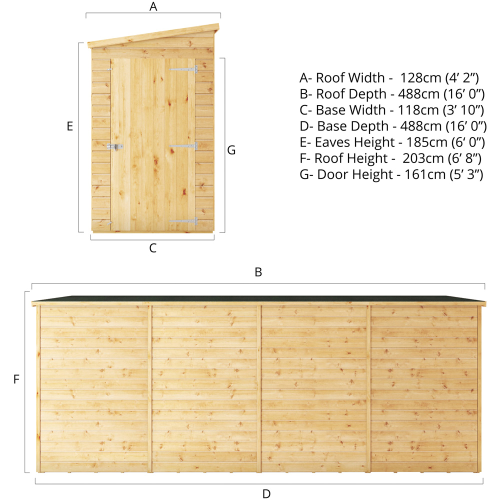 Mercia 16 x 4ft Shiplap Pent Shed Image 8