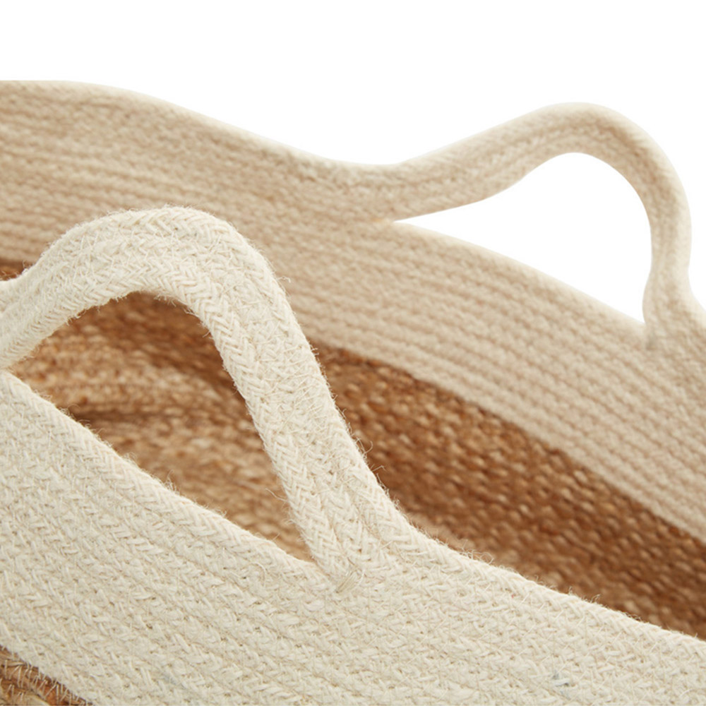 Premier Housewares Natural and White Oval Jute Basket Image 3