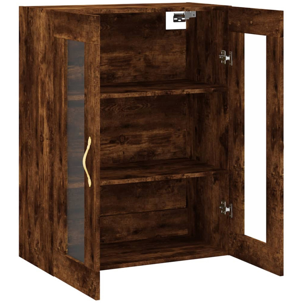 vidaXL 2 Glass Door Smoked Oak Wall Mounted Storage Cabinet Image 4