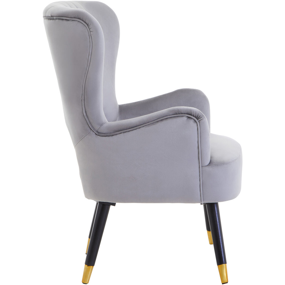Premier Housewares Loretta Grey Velvet Cut Out Back Chair Image 3