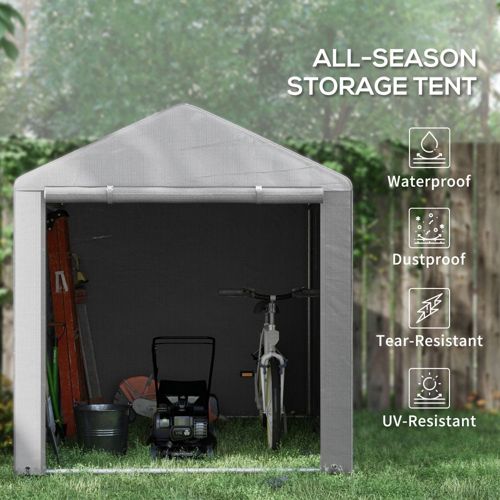 Outsunny 7.1 x 5.2ft Light Grey Garden Storage Shed Image 7