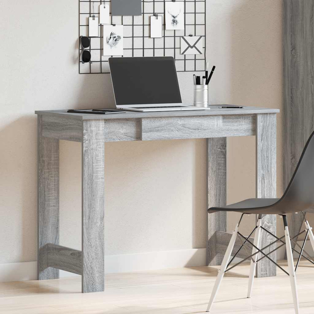 vidaXL Single Drawer Computer Desk Grey Sonoma Image 8