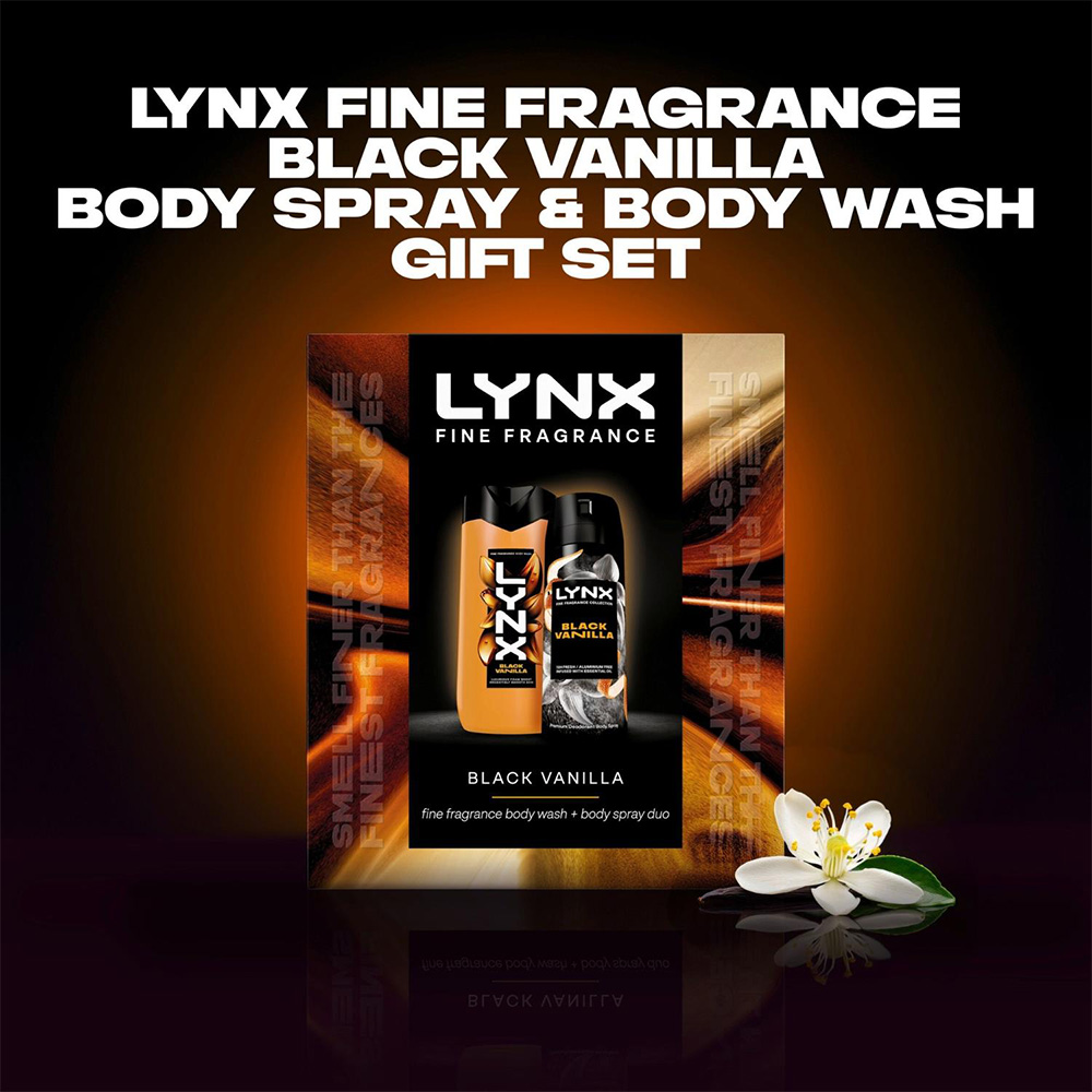 LYNX Fine Fragrance Black Vanilla Men's Body Wash and Body Spray Gift Set 2 Piece 2 Pack Image 5