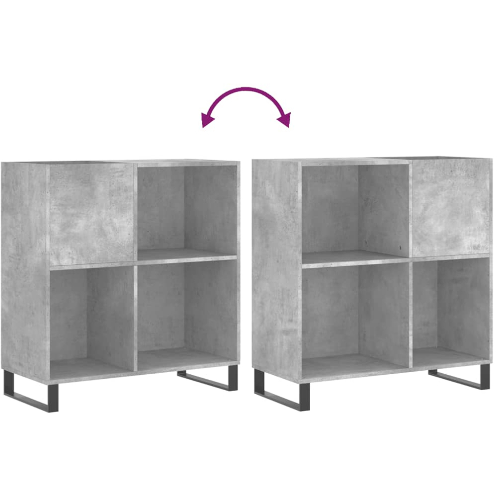 vidaXL 3 Shelf Concrete Grey Square Record Cabinet Image 7
