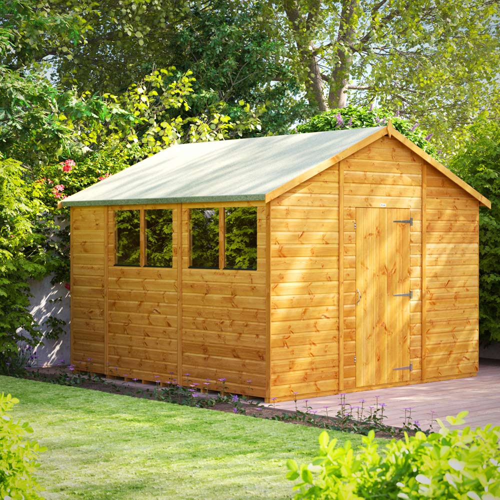 Power Sheds 10 x 10ft Apex Wooden Shed with Window Image 2