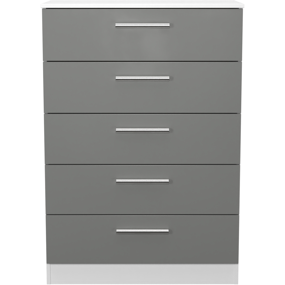 Crowndale Contrast 5 Drawer Dusk Grey and White Chest of Drawers Ready Assembled Image 3