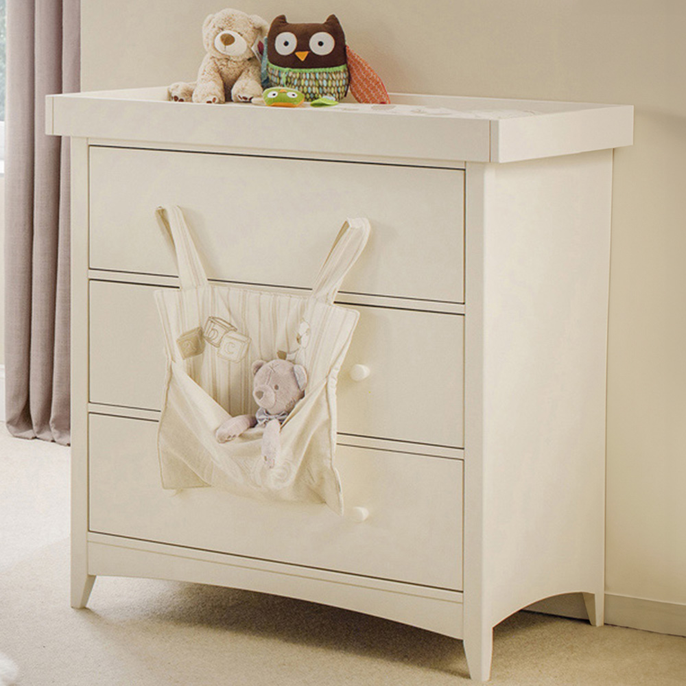 Julian Bowen Cameo 3 Drawer Stone White Chest of Drawers with Changing Station Image 1