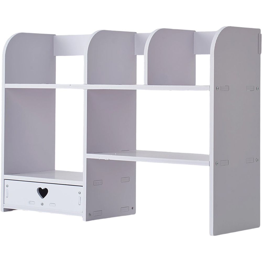 Living and Home Single Drawer 5 Shelf White WPC Asymmetrical Desktop Organiser Image 2