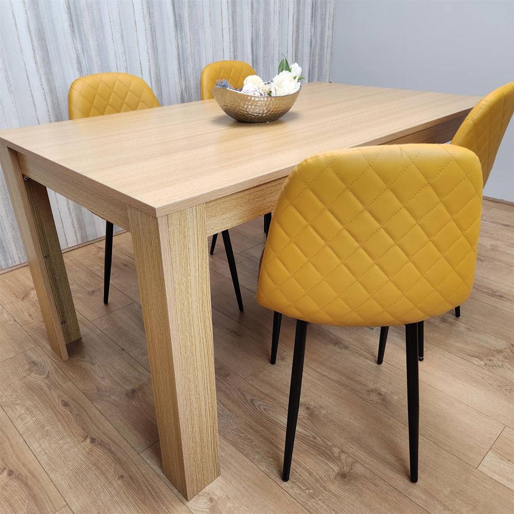 Kosy Koala 4 Seater Dining Table Set Oak Effect and Mustard Image 4