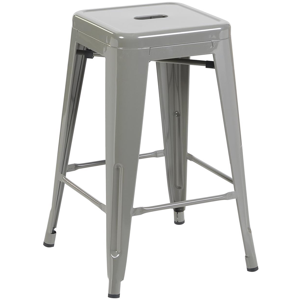 FWStyle Silver Gloss Metal Bar Stool 4 Pack Image 2