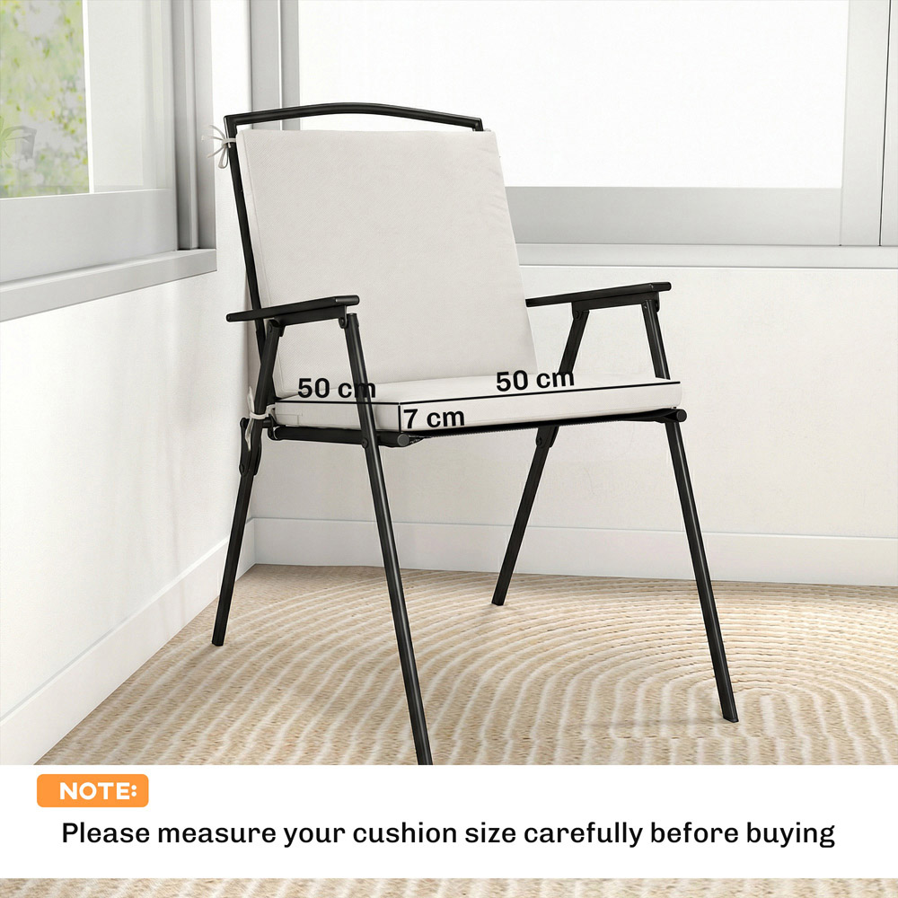 Outsunny Cream White Waterproof Garden Chair Cushion 50 x 50cm 2 Pack Image 9