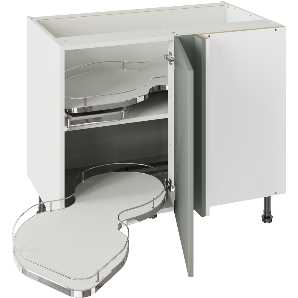 Kitchen Kit Slab Supermatt Agave Green Base Kitchen Cabinet with Dual Handed Nuvola Blind Corner 1000mm Image 1