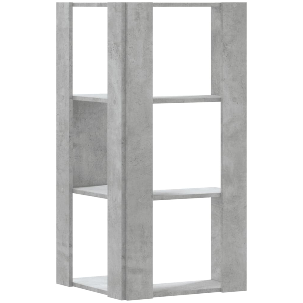 vidaXL 3 Shelf Concrete Grey Corner Bookcase Image 6