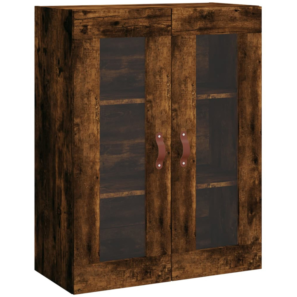 vidaXL 2 Glass Door Brown Smoked Oak Wall Mounted Cabinet Image 2