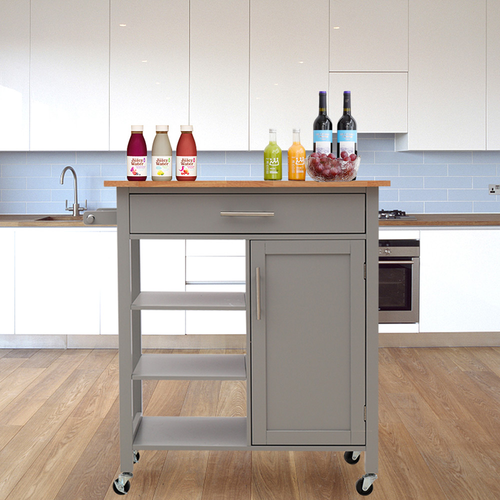 Living and Home Catering Trolley Cart with Cabinet Image 4