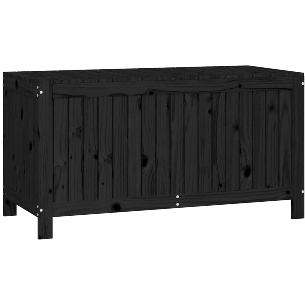 vidaXL 64 x 121 x 55cm Black Pine Wood Garden Storage Box Image 1