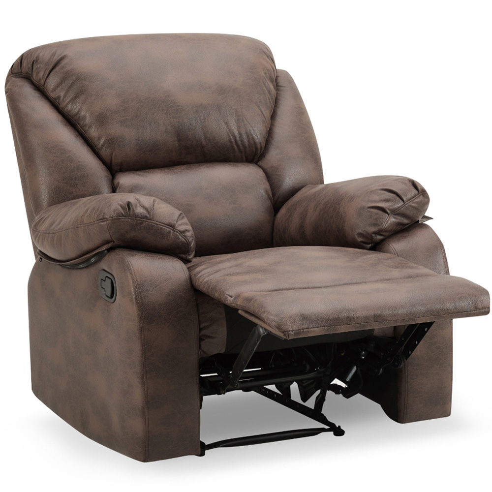 Home Detail Enoch Single Seater Brown Faux Leather Manual Recliner Sofa Image 6