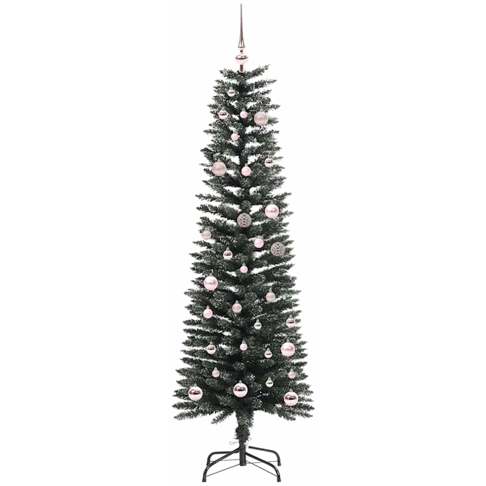 vidaXL Pre-Lit Pink Baubles Green Artificial Christmas Tree 5ft Image 4