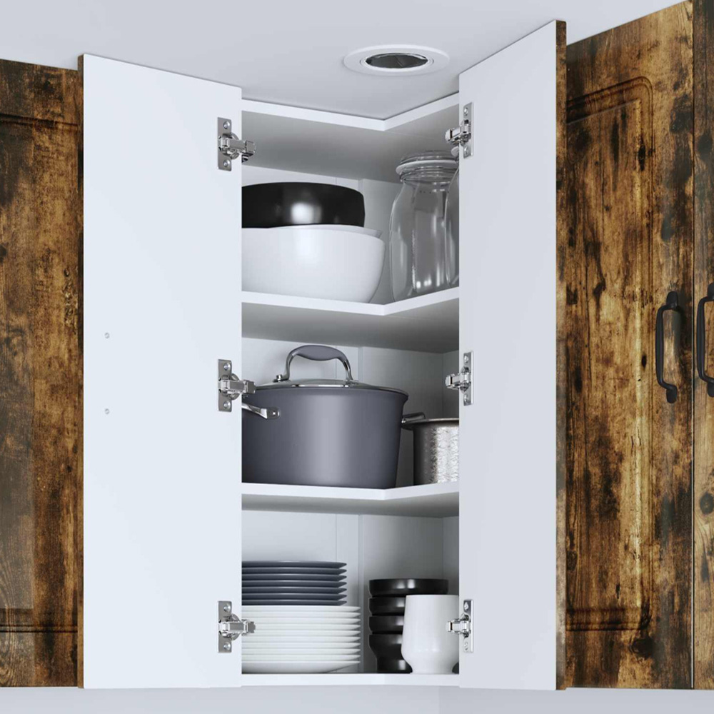vidaXL 2 Door Smoked Oak Kitchen Wall Corner Cabinet Image 1