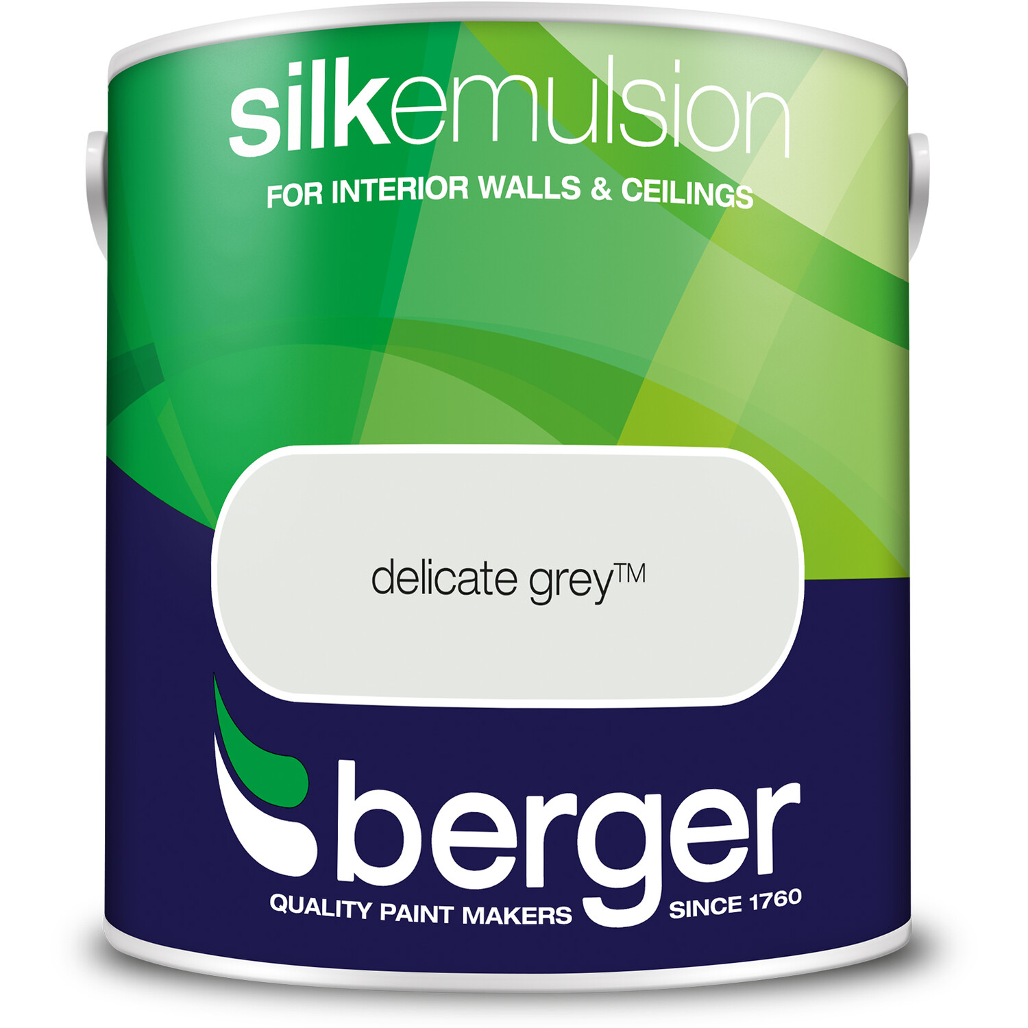 Berger Walls & Ceilings Delicate Grey Silk Emulsion Paint 2.5L Image 2