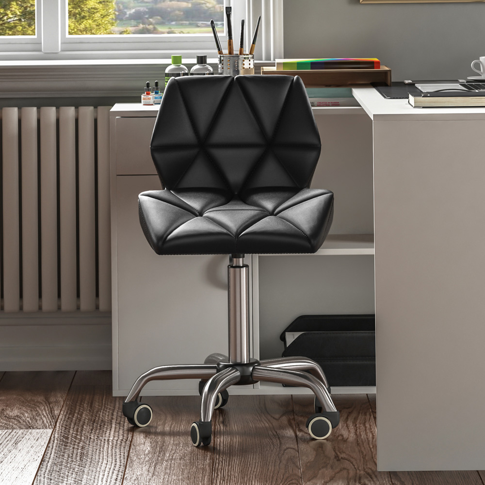 Vida Designs Geo Black PU Faux Leather Swivel Office Chair Image 3