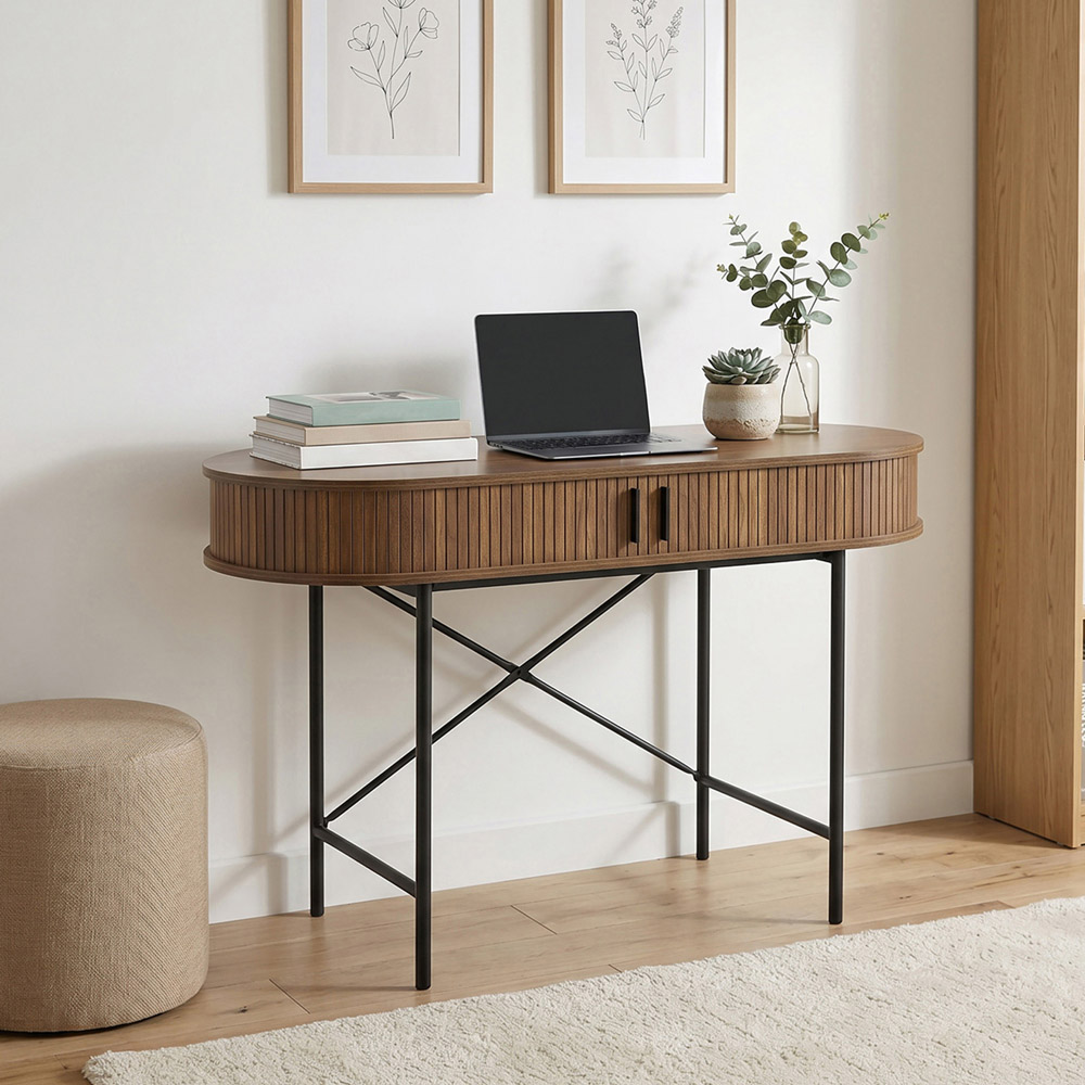 Kali Oval Computer Desk Walnut Image 1