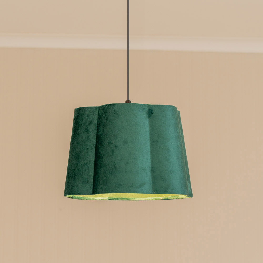 ValueLights Amy Forest Green Velvet Scallop Lamp Shade Image 2