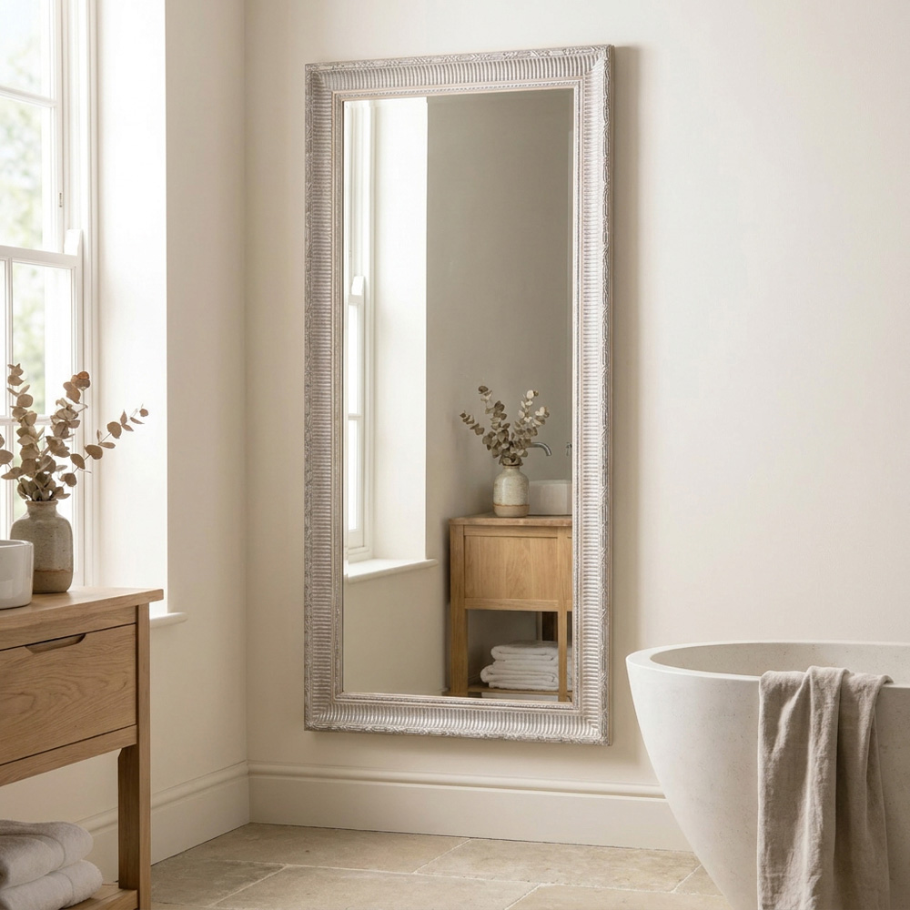 Iyla Carved Washed Wooden Mirror Image 7