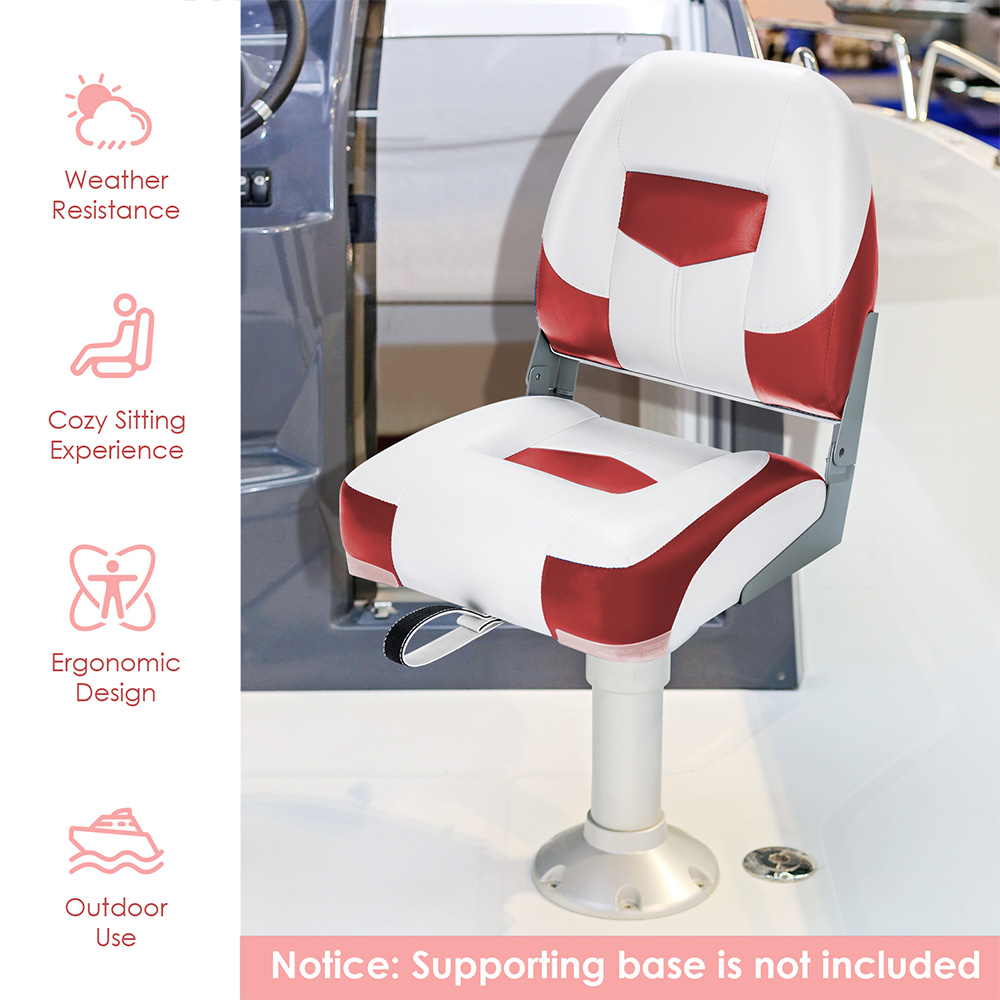 Costway Set of 2 Red Foldable Low Back Boat Chair Image 5